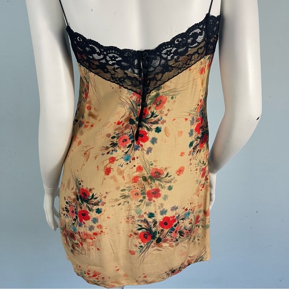 Zara Trafaluc Gold Floral Lace Trim Slip Mini Dress XS Fairy Y2K Boho Whimsigoth - Picture 9 of 12